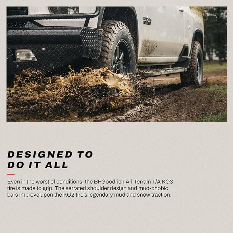 BFGoodrich All Terrain T/A KO3 LT275/65R20 off-road and on-road UTV tire with rugged tread pattern and sidewall branding.