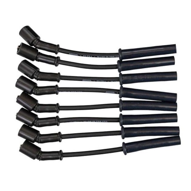 Moroso GM Gen V LT1/LT4 Ultra 350 8mm multi-angle ignition spark plug wire set in black, designed for high-performance engines.
