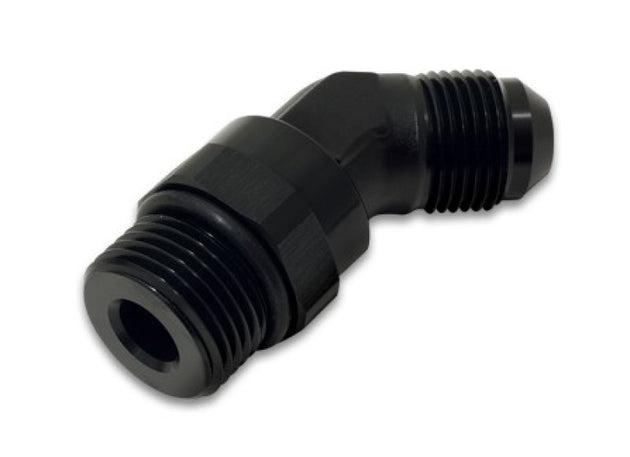 Vibrant black -12AN Male to Male 45-degree straight cut adapter fitting for automotive or hydraulic applications.