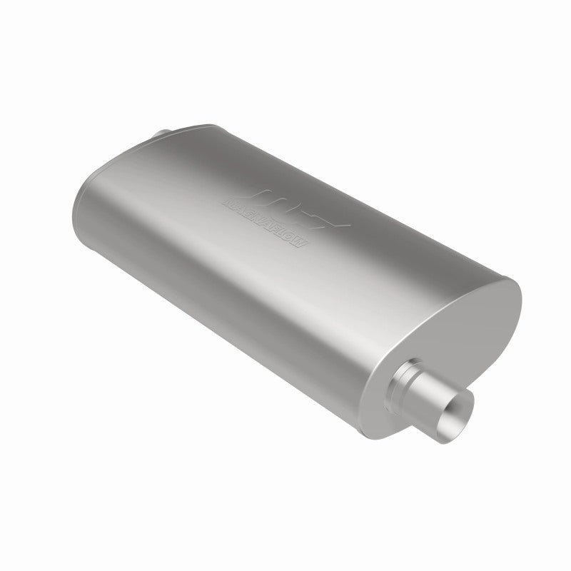 MagnaFlow Mag SS muffler with 22x5x11 inch dimensions and 3x3 inlet/outlet, shown in a close-up view.