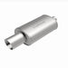 MagnaFlow stainless steel muffler with tip, 14x5x8 inches, featuring dual exhaust outlets and polished finish.