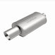 MagnaFlow stainless steel muffler with tip, 14x5x8 inches, featuring dual exhaust outlets and polished finish.