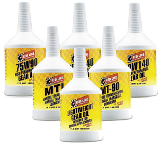 Red Line 75W110 GL-5 Gear Oil quart bottle with red label and cap, suitable for gear lubrication and transmission protection.