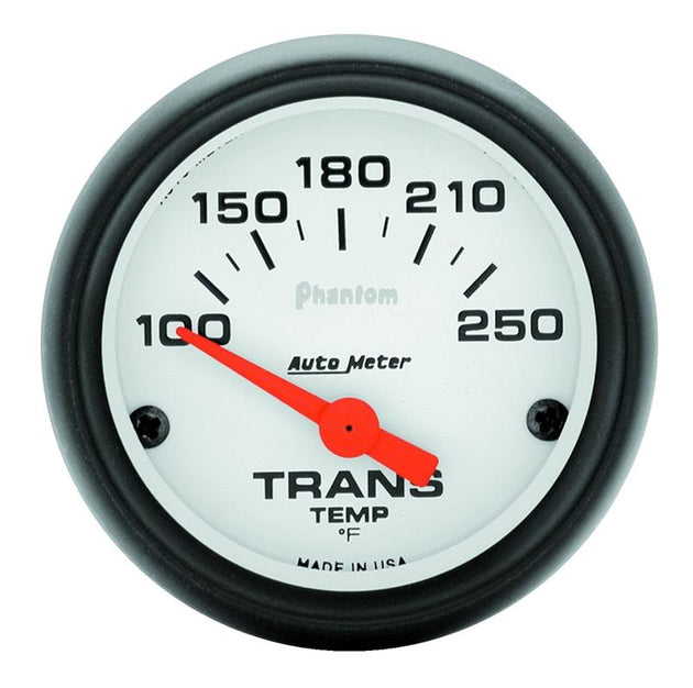 AutoMeter Phantom 52mm short sweep electronic transmission temperature gauge with digital display and temperature range 100-250°F.
