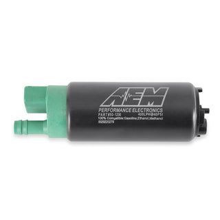 AEM 400 LPH high flow in-tank fuel pump kit with double barb fittings, ethanol compatible, for fuel systems.