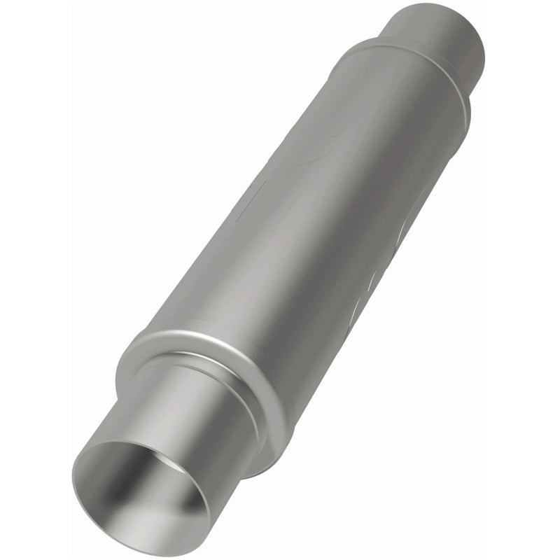 MagnaFlow Mag SS muffler with 3-inch inlet, 14x4x4-inch dimensions, stainless steel construction, designed for automotive exhaust systems.