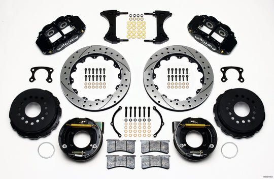 Wilwood Narrow Superlite 4R rear brake kit with 12.88-inch drilled rotors, Big Ford style, 2.50-inch offset, for high-performance vehicles.