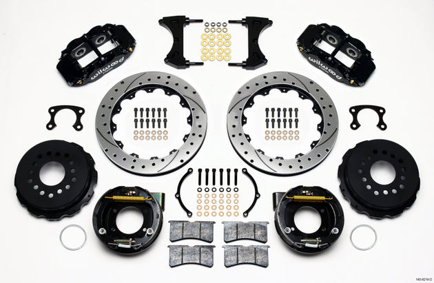 Wilwood Narrow Superlite 4R rear brake kit with 12.88-inch drilled rotors, Big Ford style, 2.50-inch offset, for high-performance vehicles.