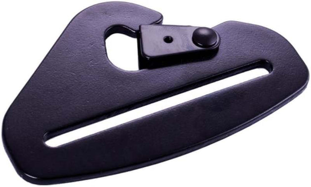 RaceQuip forged steel snap hook end seat belt mounting hardware for 3-inch belts, black finish, durable race car safety equipment.