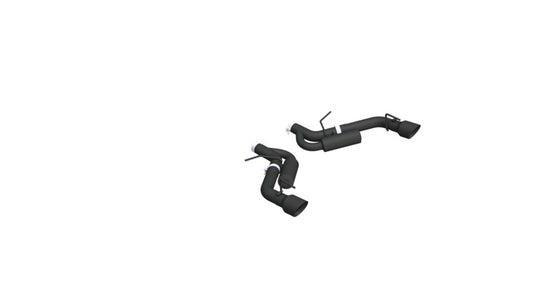 MBRP dual rear exit axle back exhaust with 4.5-inch black OD tips on a Chevrolet Camaro SS (2016-2019) non-NPP model.