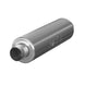 MBRP universal 3-inch inlet/outlet single chamber muffler in aluminum, showcasing the compact, cylindrical design with inlet and outlet ports.