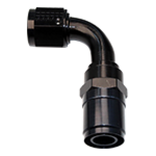 Fragola Race-Rite crimp-on hose end fitting with 90-degree angle for -10AN hoses, designed for high-performance racing applications