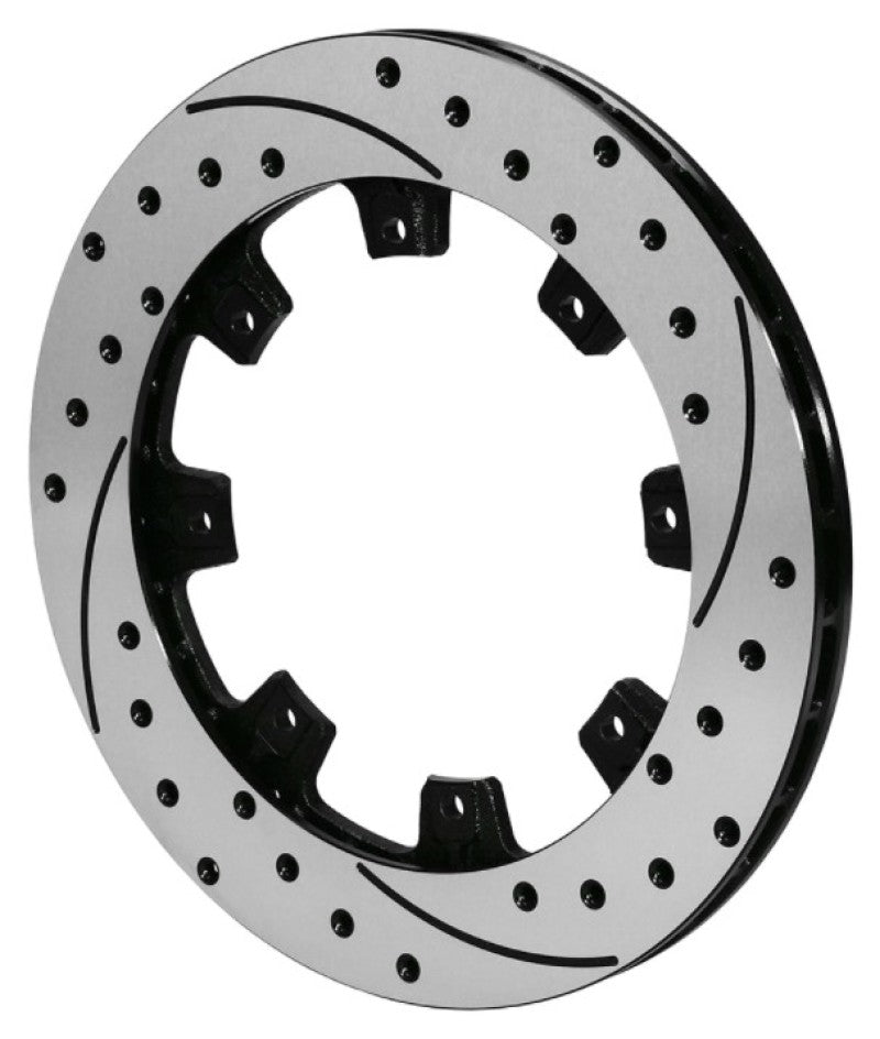 Wilwood iron brake rotor UL32 with 12.19-inch diameter, black drilled surface, 8-lug pattern, 2-piece design for performance vehicles.