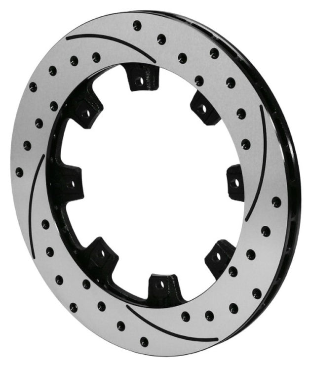 Wilwood iron brake rotor UL32 with 12.19-inch diameter, black drilled surface, 8-lug pattern, 2-piece design for performance vehicles.