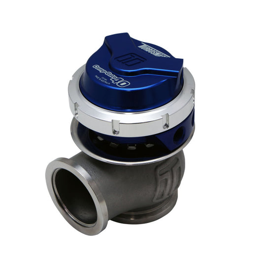 Turbosmart WG40 Gen V Comp-Gate 40mm blue wastegate with 14 PSI adjustment, featuring a compact design and vibrant blue finish.