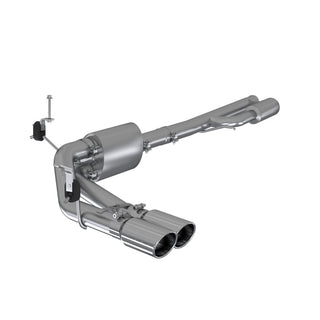 MBRP catback exhaust system for 2019+ Chevrolet Silverado 1500 with 4.5L/5.3L engine, dual side exit with 4-inch OD tip, aluminum finish