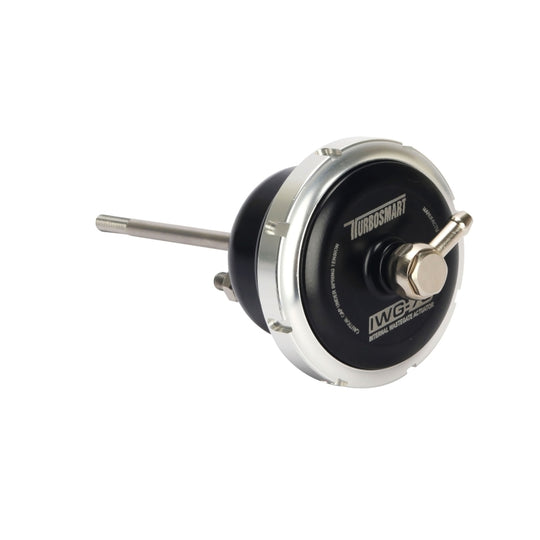 Turbosmart IWG75 black universal 150mm internal wastegate actuator with 10 PSI/1.0 Bar for turbochargers.