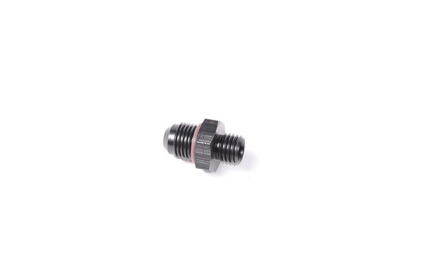 Radium Engineering M12x1.5 to 6AN adapter fitting showing metal fitting with threaded M12x1.5 end and 6AN hose connection