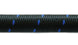 Vibrant 12 AN black and blue nylon braided flex hose, 5-foot roll, durable automotive fluid transfer hose with two-tone design