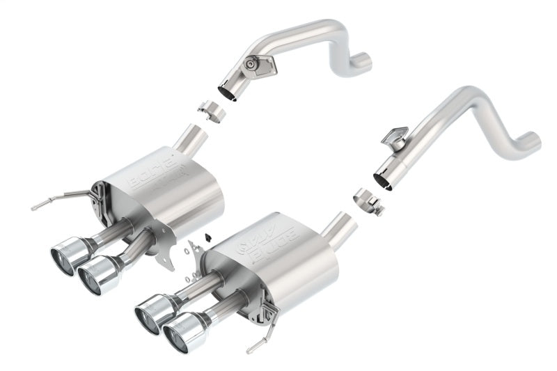 Borla catback exhaust system for 2014-2015 Chevy Corvette C7 with quad rear tips, without AFM and NPP, rear section.