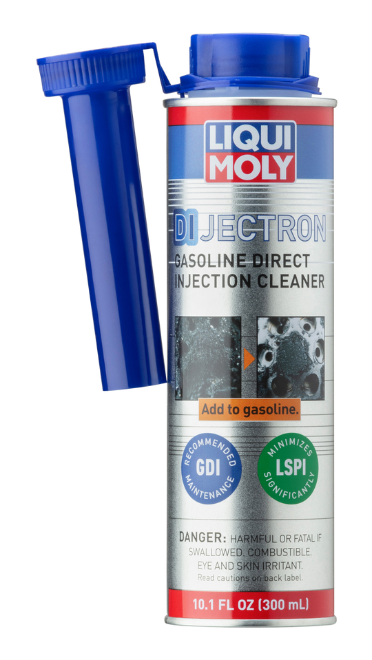 LIQUI MOLY DIJectron GDI cleaner additive for gasoline direct injection engines, shown in a transparent bottle with product label