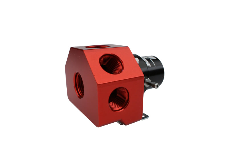 Aeromotive A2000 carbureted bypass fuel pressure regulator with four ports, designed for precise fuel system regulation.