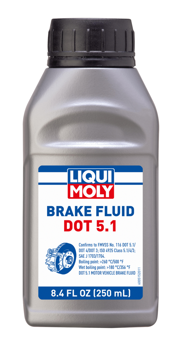 LIQUI MOLY 250mL Brake Fluid DOT 5.1 container showing the product label and packaging design.
