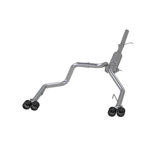 MBRP catback exhaust system for Chevy Silverado 1500 5.3L with 3-inch pipe and carbon fiber tips, T304 stainless steel construction