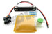 DeatschWerks 340lph DW300C compact fuel pump with universal install kit shown, including pump and wiring components.