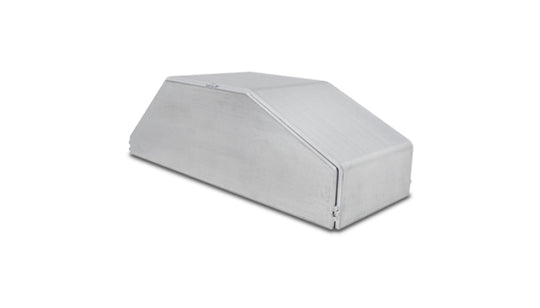 Vibrant forced induction I/C end tank in vibrant aluminum, 4-inch wide, 9.85-inch long, 3.25-inch tall for horizontal intercooler core
