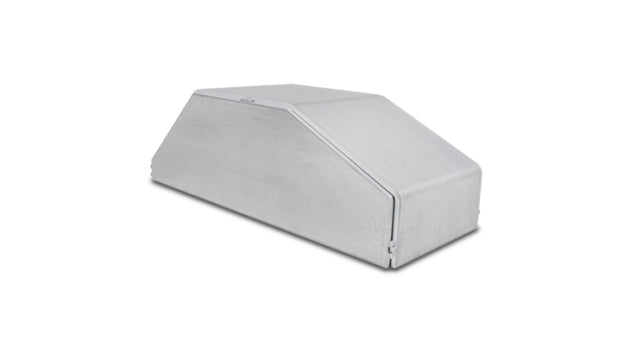 Vibrant forced induction I/C end tank in vibrant aluminum, 4-inch wide, 9.85-inch long, 3.25-inch tall for horizontal intercooler core