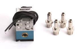 Turbosmart eB2 4 Port Solenoid boost controller accessory with electronic valve and wiring for turbocharged vehicles.