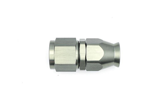 DeatschWerks 8AN female swivel straight hose end fitting with PTFE liner and olive insert for high-performance fluid connections.