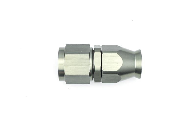 DeatschWerks 8AN female swivel straight hose end fitting with PTFE liner and olive insert for high-performance fluid connections.