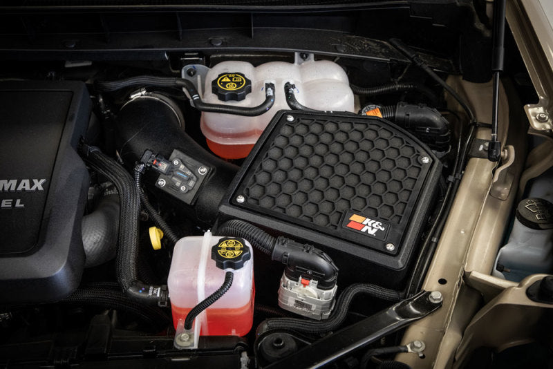 K&N 63 Series AirCharger cold air intake for 2020-2021 Chevrolet 1500 with L6-3.0 DSL engine, featuring performance air filter and intake tube.