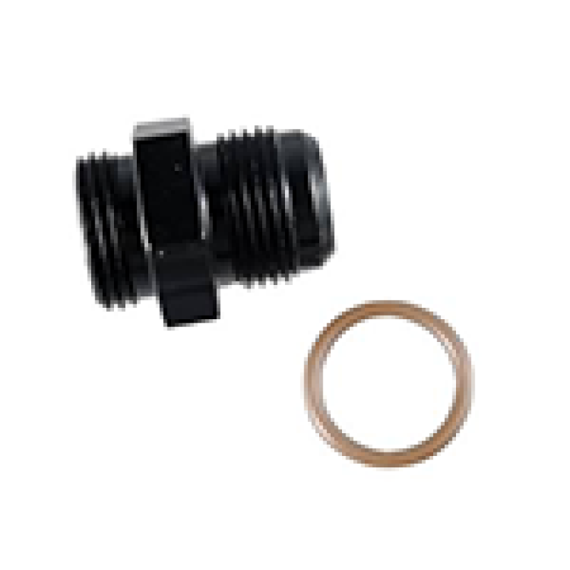 Fragola 16AN x 1 5/16-16 black radius fitting, automotive or fluid connection component with smooth black finish.