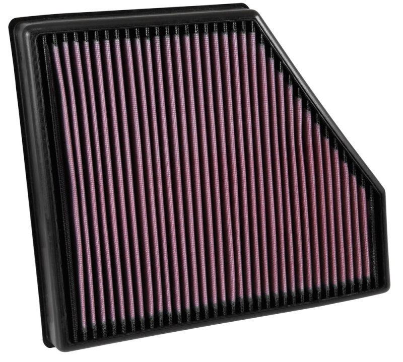 K&N Engineering drop-in air filter for 2016 Chevy Camaro SS 6.2L engine, designed to improve airflow and engine performance.