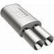 MagnaFlow stainless steel muffler with tip, 14x5x8 inches, featuring dual inlet and outlet pipes for car exhaust system.