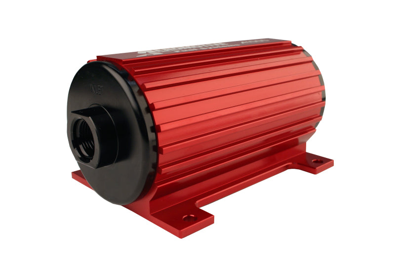 Aeromotive A1000 fuel pump for EFI or carbureted applications, showing the compact, durable fuel pump designed for high-performance vehicles.