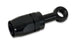 Vibrant black aluminum -8AN banjo hose end fitting with M12 or 7/16 inch banjo bolt, used for fluid connections in automotive systems.
