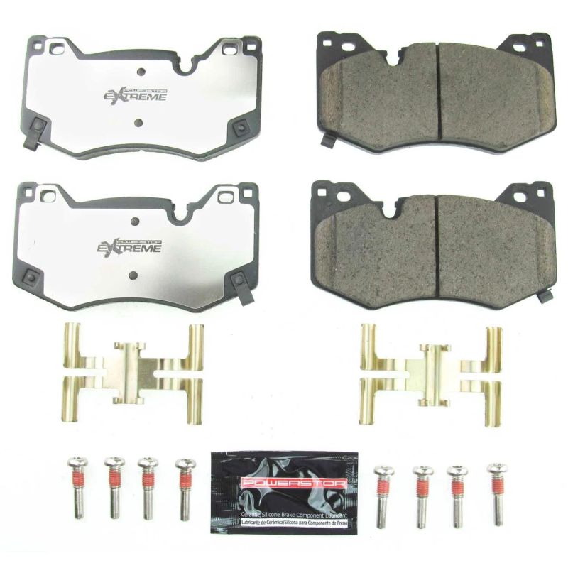 PowerStop Z26 Extreme Street brake pads for 2020 Chevrolet Corvette front performance brake pads with hardware.