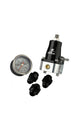 Aeromotive fuel pressure regulator and fitting kit with hoses and fittings for automotive fuel system installation.
