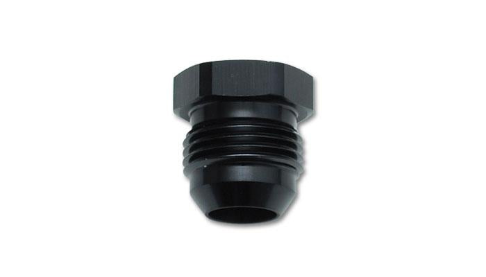 Vibrant Flare Plugs Size -20 AN, automotive fittings in black with vibrant red accents, suitable for high-performance applications.