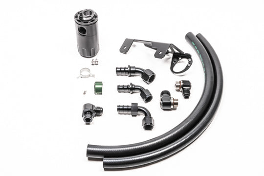 Radium Engineering CCV MK5 Supra oil catch can kit with fluid lock, black aluminum canister and hoses for engine ventilation system
