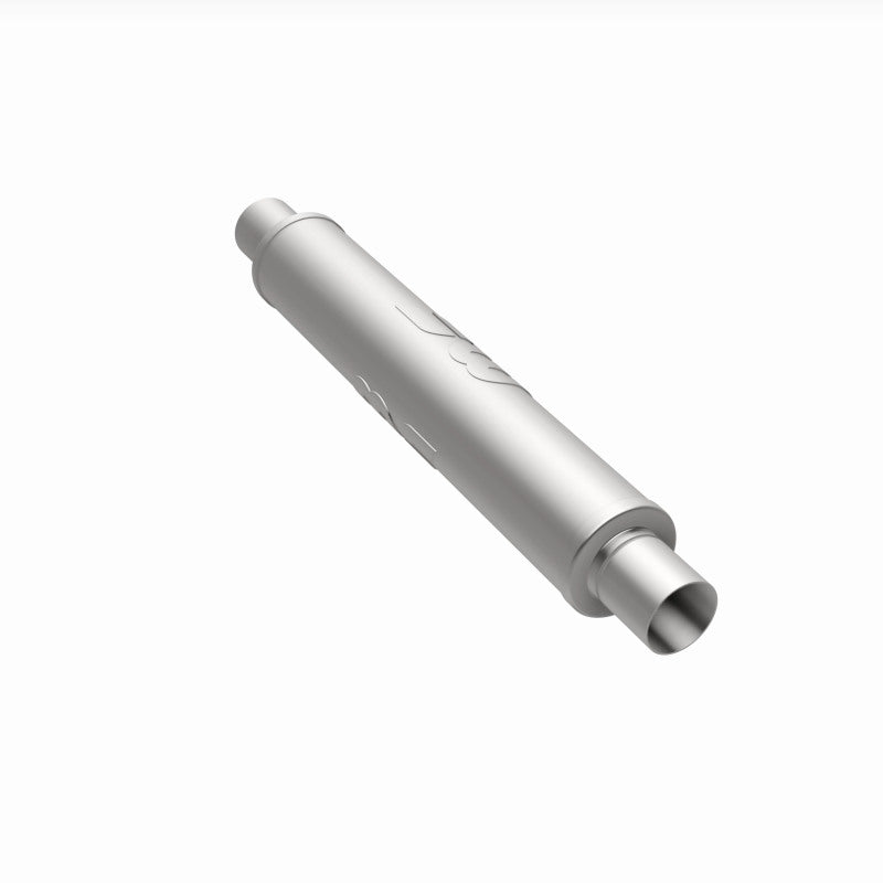 MagnaFlow Mag SS muffler with 22x4x4 inch dimensions and 2.5 inch inlet and outlet pipes, designed for automotive exhaust systems.