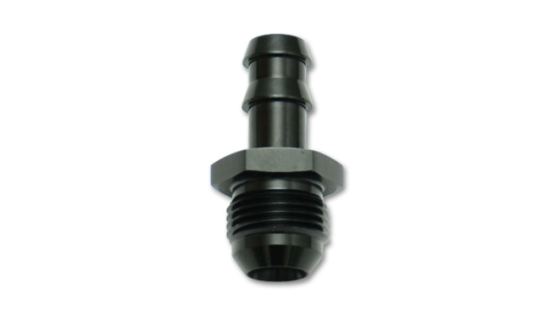 Vibrant aluminum -6 AN to 3/8 inch barb straight fitting for automotive and fluid transfer applications.