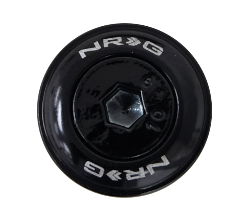 NRG black fender washer kit with M6 bolt rivets for plastic, includes 10 hardware pieces with color-matched fasteners.