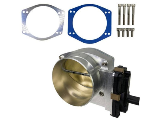 Granatelli Motor Sports 103mm drive-by-wire throttle body for GM LT1, LT4, LT5 engines, natural finish, close-up view
