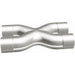 MagnaFlow Smooth Trans X 2.5/2.5 X 12 stainless steel X pipe for vehicle exhaust systems, showing polished metal with welds.