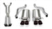 CORSA Performance Axle-Back Sport exhaust system installed on a vehicle, showcasing sleek metal pipes and polished tips.